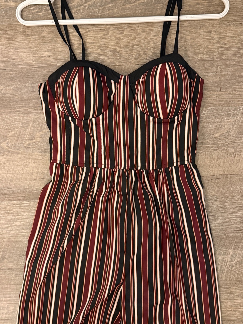 Women’s Striped Jumpsuit with Flattering Cupped Cut and Adjustable Straps